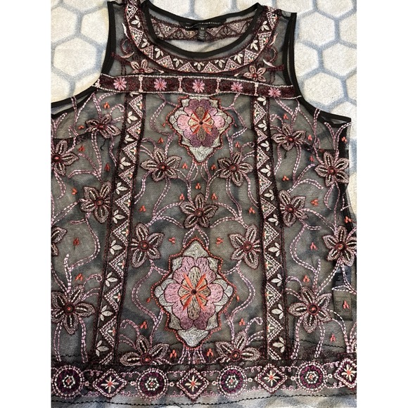 White House Black Market Sheer Embroidered Mesh Top Y2K Fairycore Romantic Goth - Picture 2 of 10